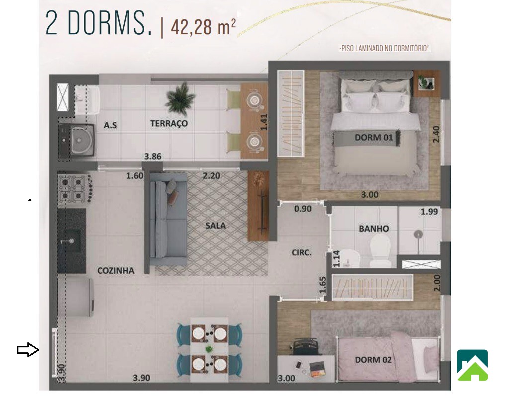 Apartamento, 2 quartos, 42 m² - Foto 9