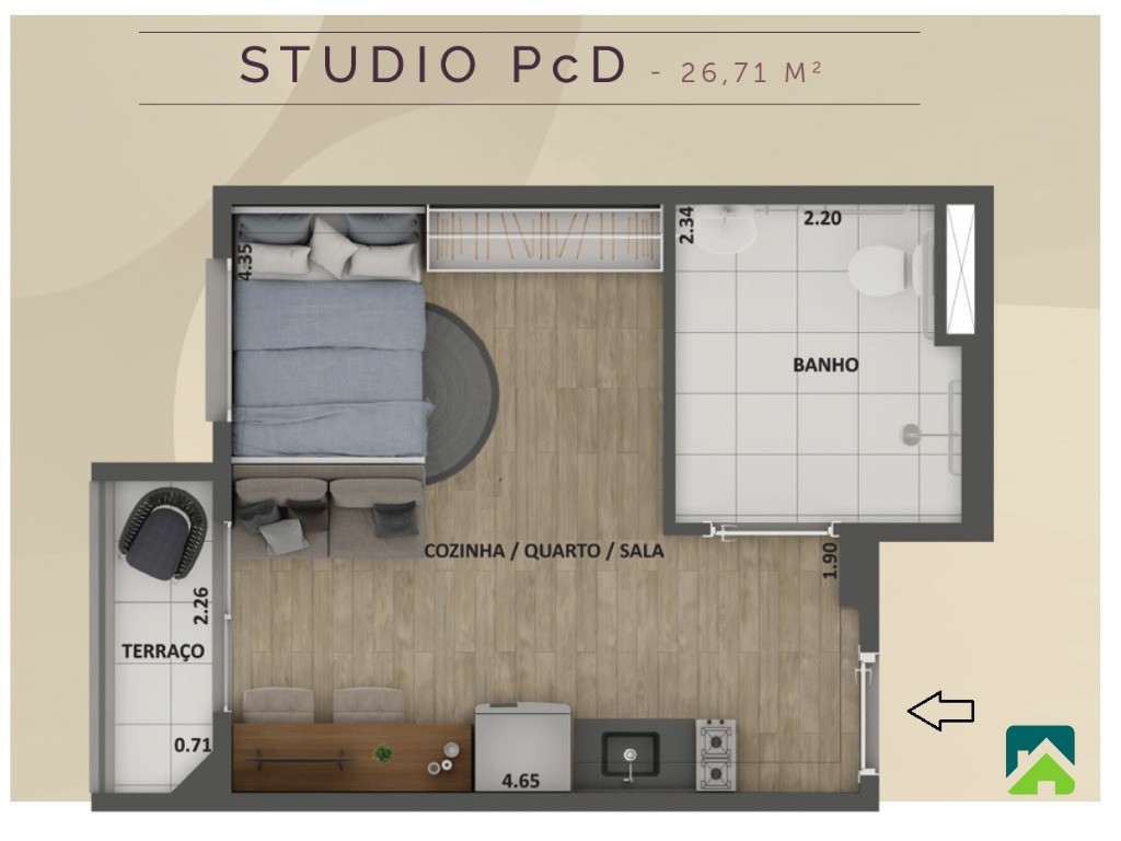 Apartamento, 1 quarto, 26 m² - Foto 9