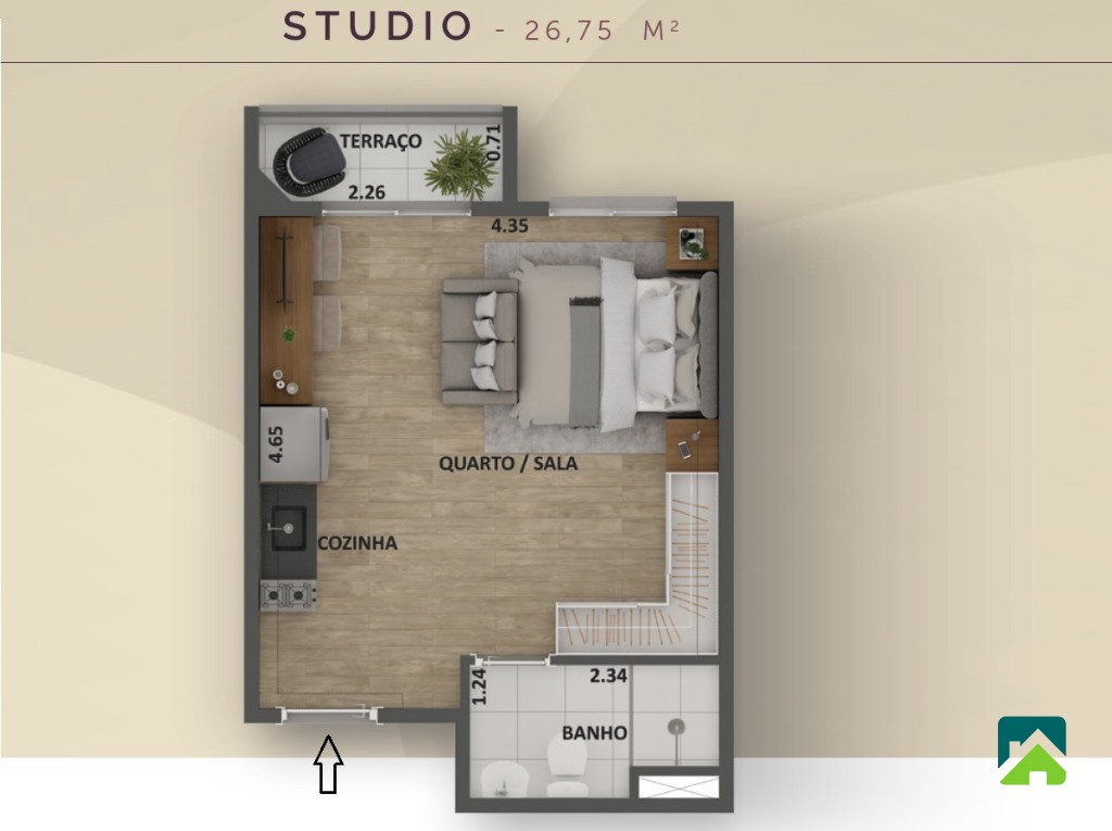 Apartamento, 1 quarto, 26 m² - Foto 12
