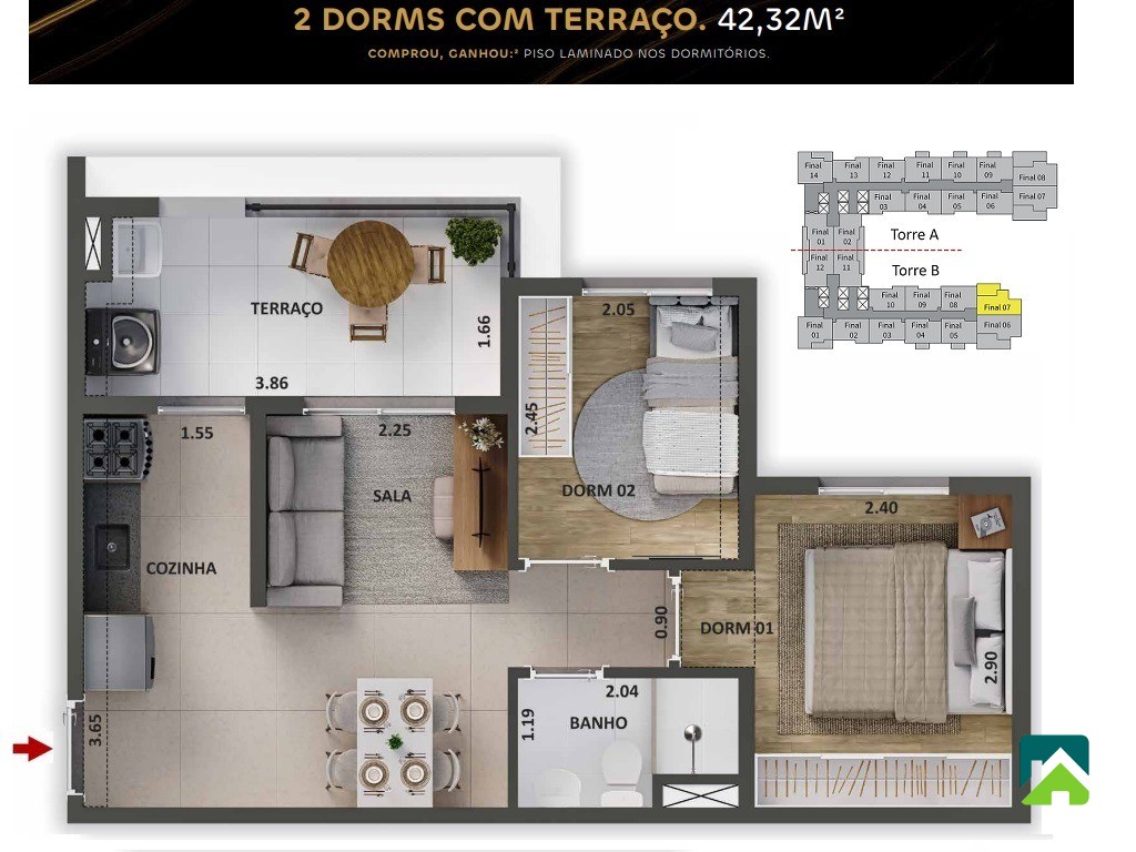 Apartamento, 2 quartos, 42 m² - Foto 10