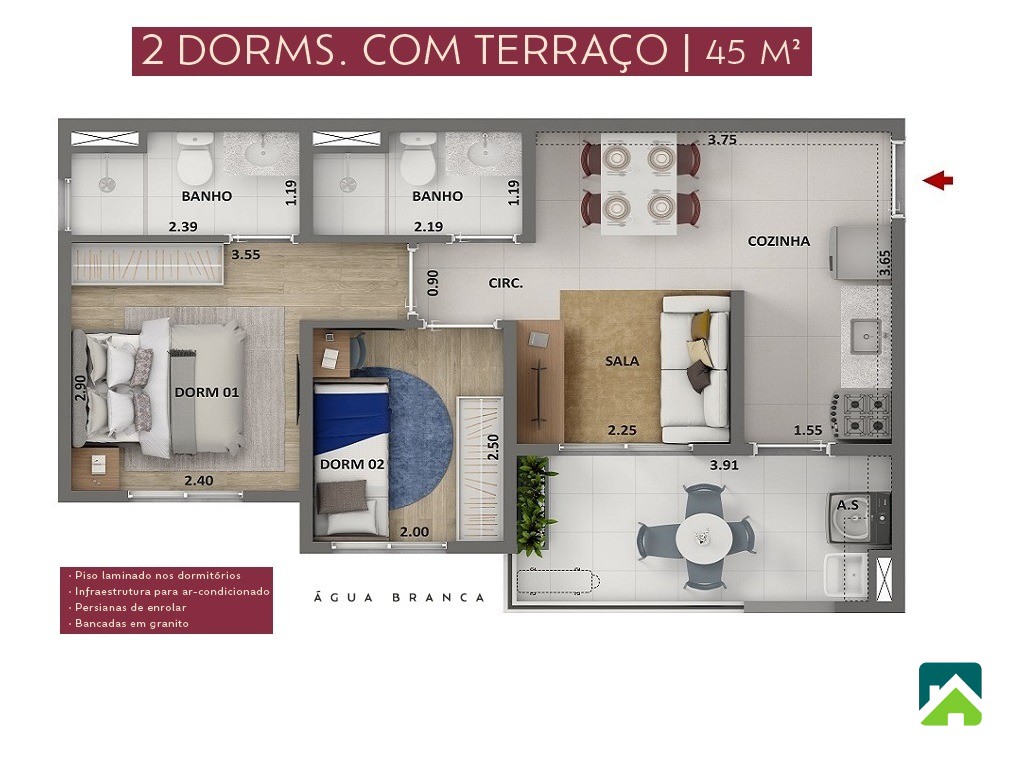 Apartamento, 2 quartos, 45 m² - Foto 6