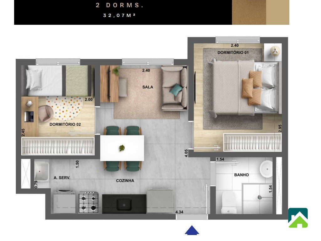 Apartamento, 2 quartos, 32 m² - Foto 6