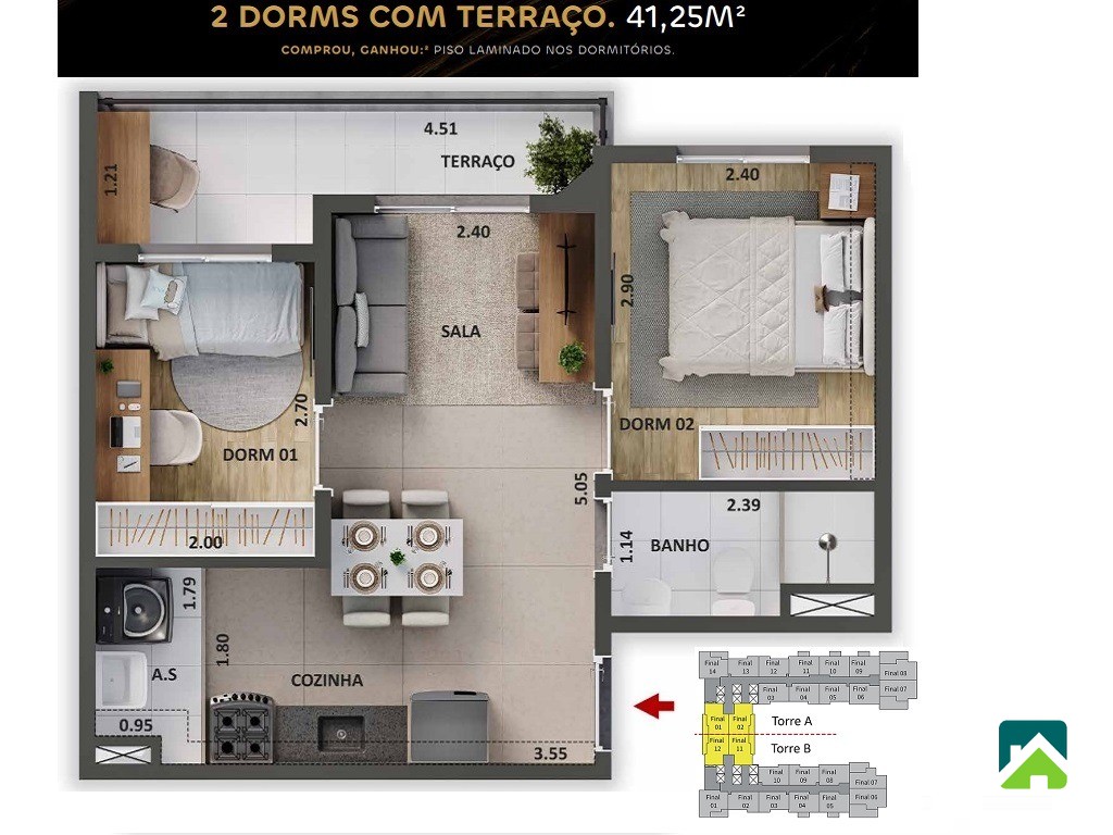 Apartamento, 2 quartos, 42 m² - Foto 9