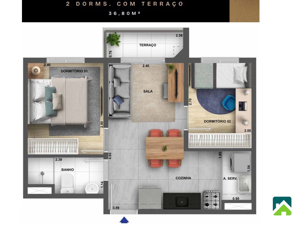 Apartamento, 2 quartos, 37 m² - Foto 7