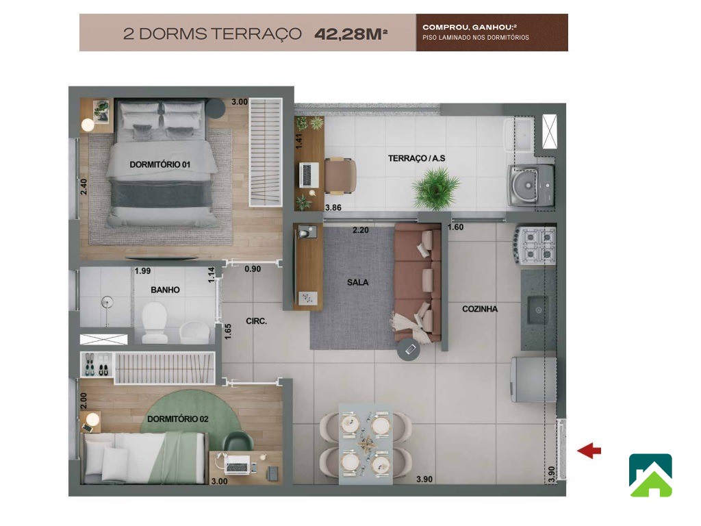 Apartamento, 2 quartos, 42 m² - Foto 8