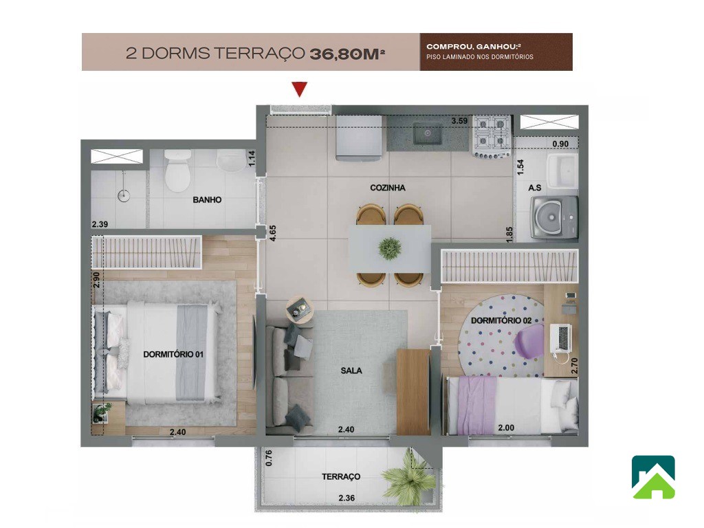 Apartamento, 2 quartos, 37 m² - Foto 8