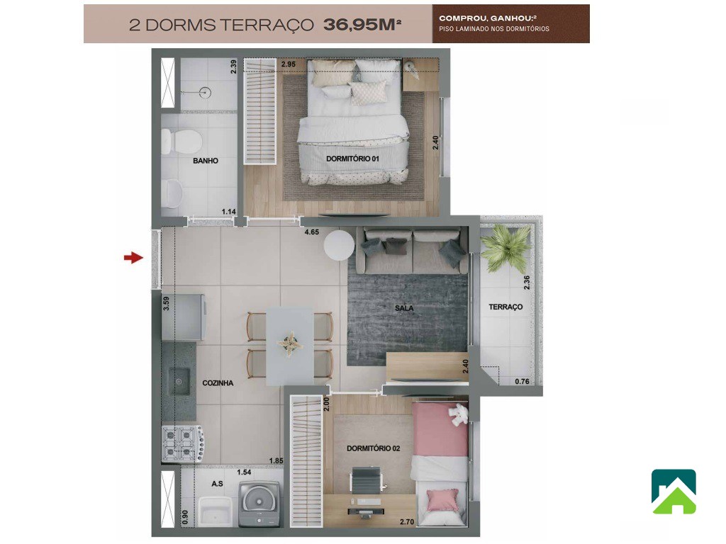 Apartamento, 2 quartos, 37 m² - Foto 9