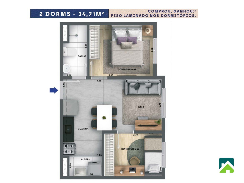 Apartamento, 2 quartos, 35 m² - Foto 12