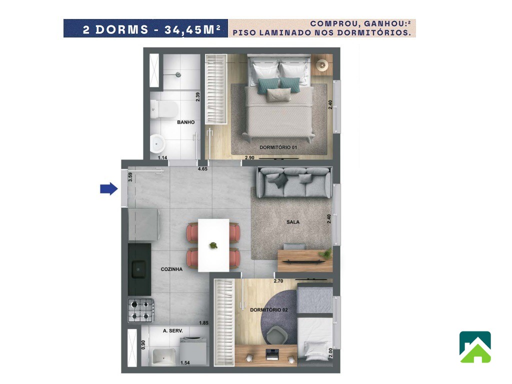 Apartamento, 2 quartos, 35 m² - Foto 13