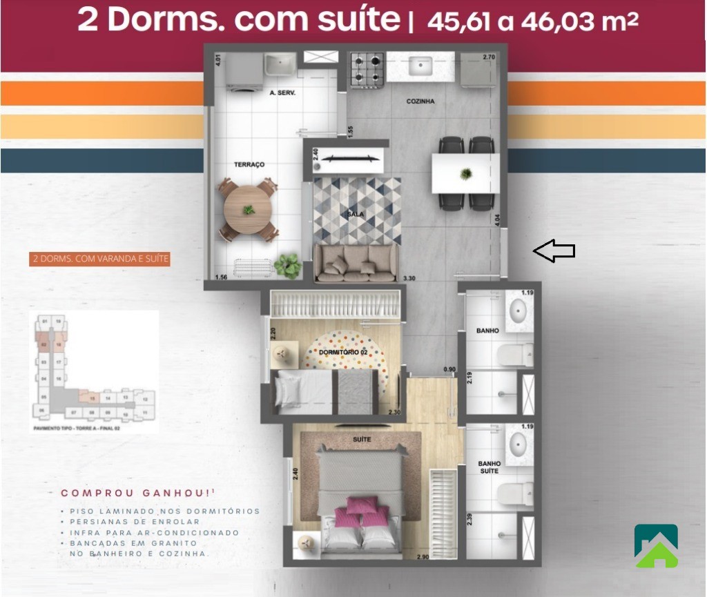 Apartamento, 2 quartos, 45 m² - Foto 6
