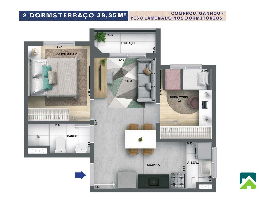 Apartamento, 2 quartos, 38 m² - Foto 6