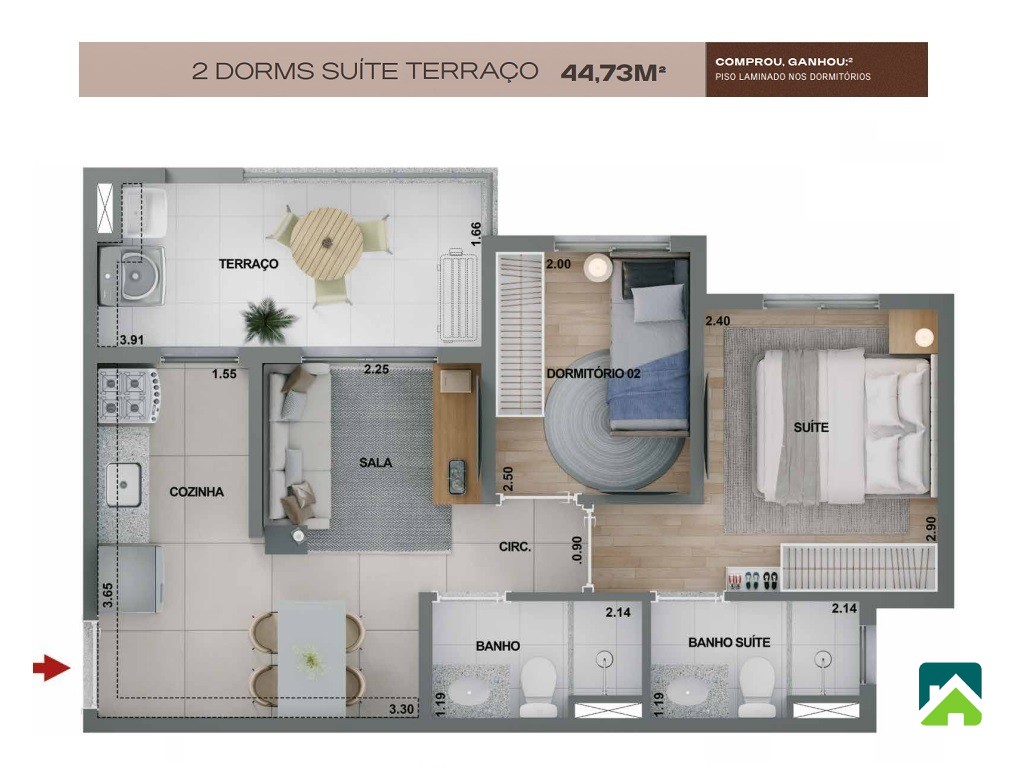 Apartamento, 2 quartos, 44 m² - Foto 8