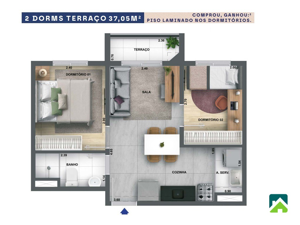 Apartamento, 2 quartos, 37 m² - Foto 8