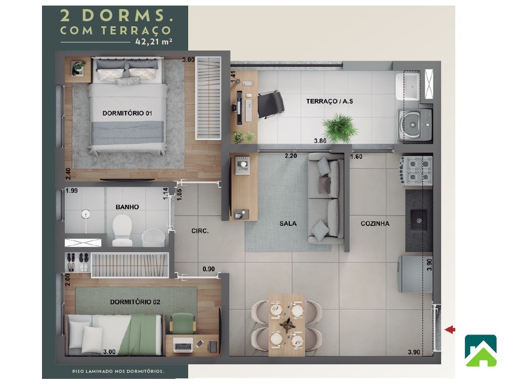Apartamento, 2 quartos, 42 m² - Foto 5