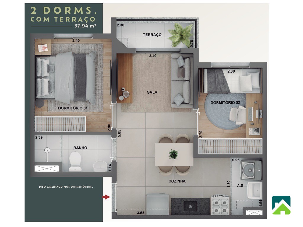 Apartamento, 2 quartos, 38 m² - Foto 8