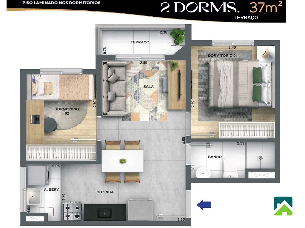 Apartamento, 2 quartos, 38 m² - Foto 8