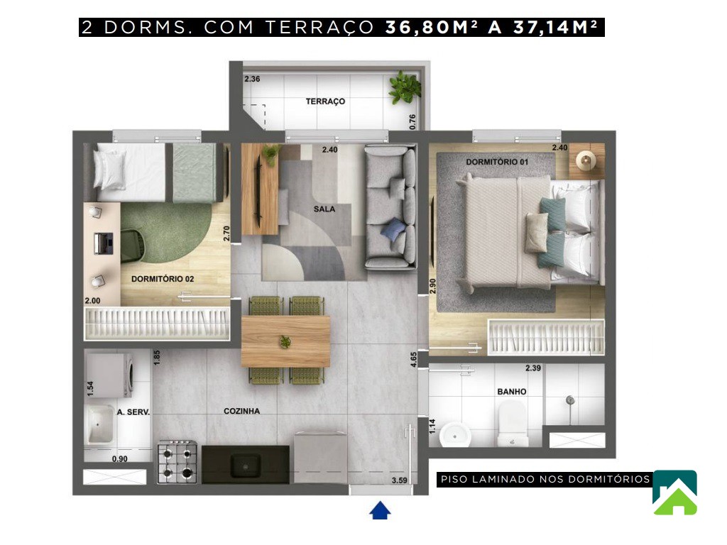 Apartamento, 2 quartos, 37 m² - Foto 6