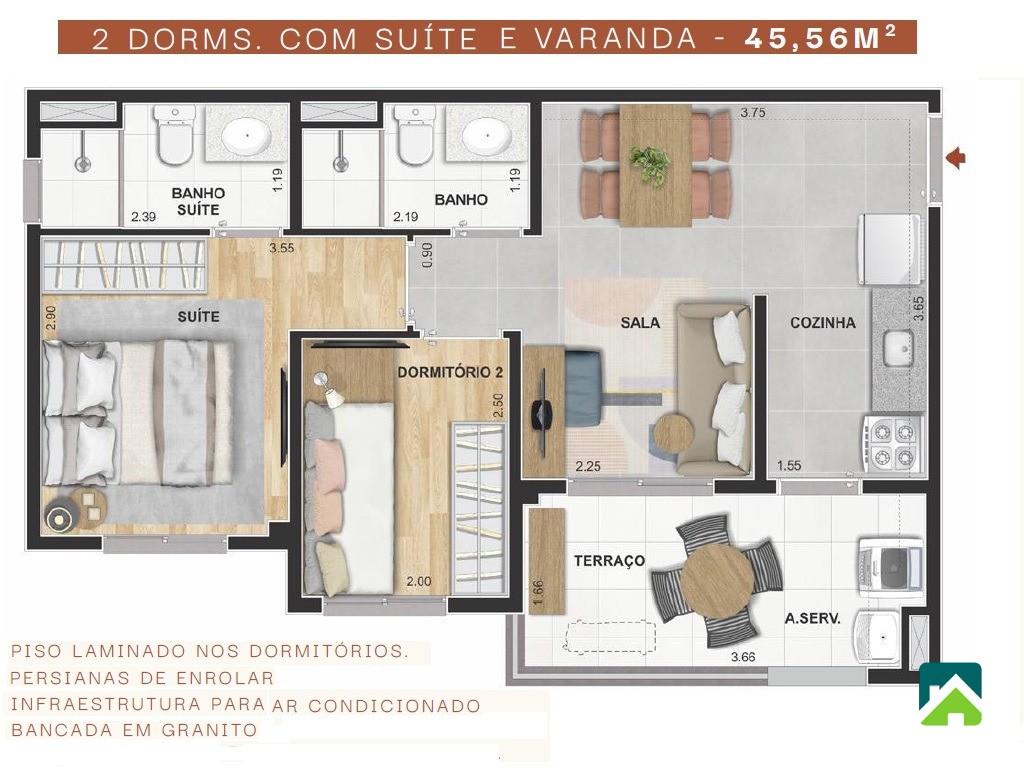 Apartamento, 2 quartos, 45 m² - Foto 5