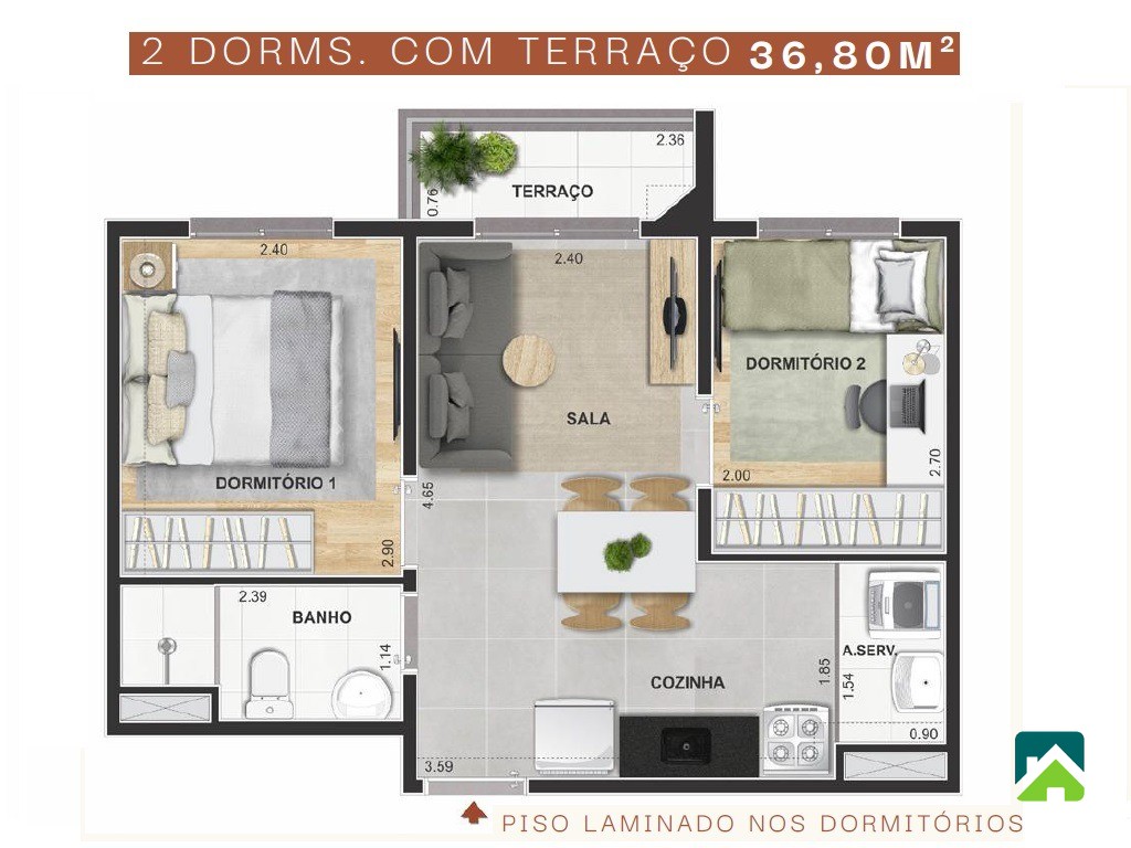 Apartamento, 2 quartos, 37 m² - Foto 5