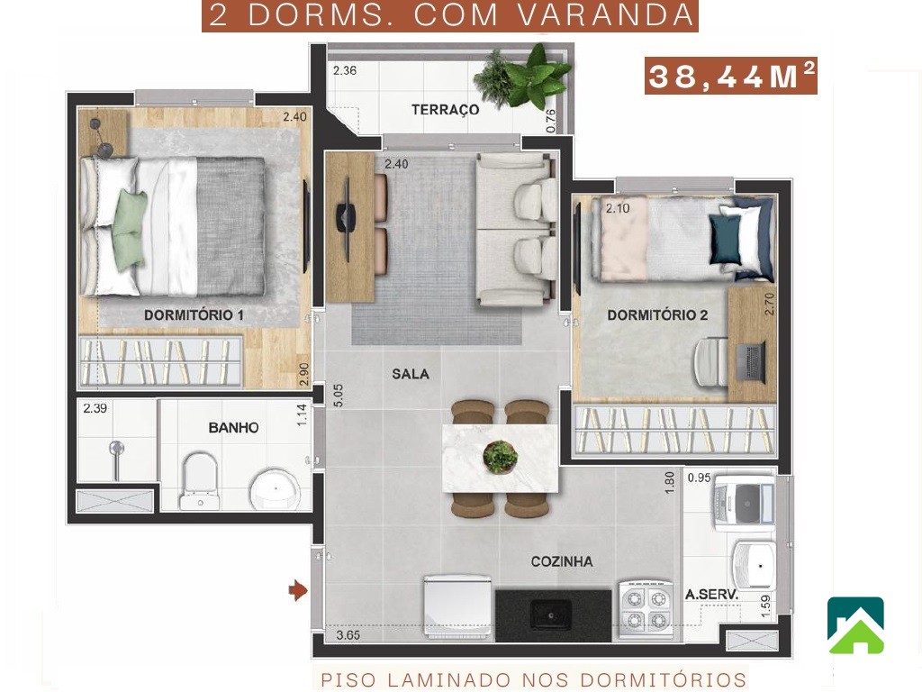 Apartamento, 2 quartos, 37 m² - Foto 7
