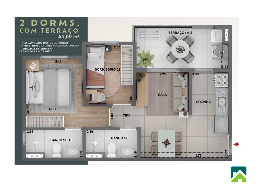 Apartamento, 2 quartos, 45 m² - Foto 7