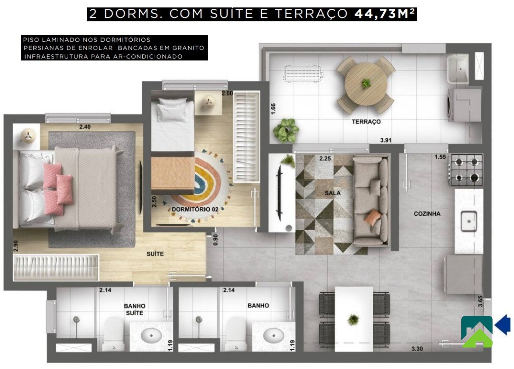 Apartamento, 2 quartos, 45 m² - Foto 6