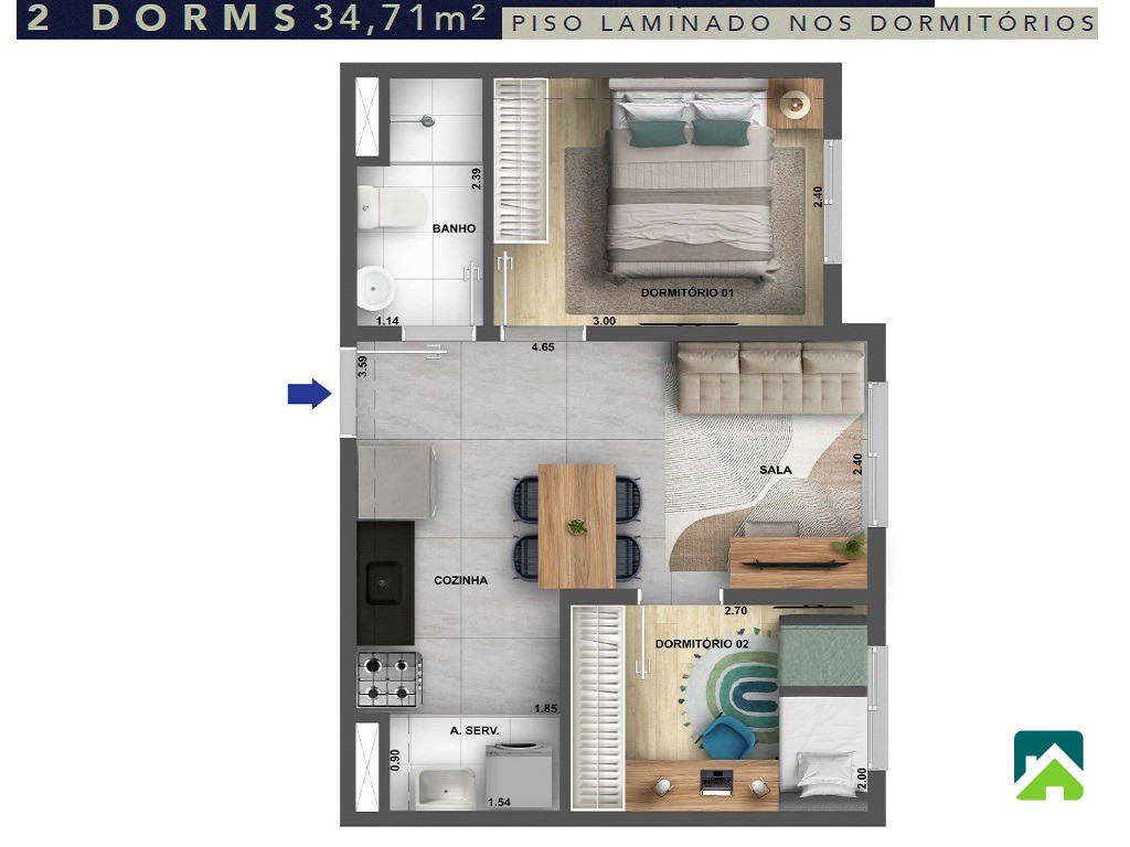Apartamento, 2 quartos, 35 m² - Foto 5