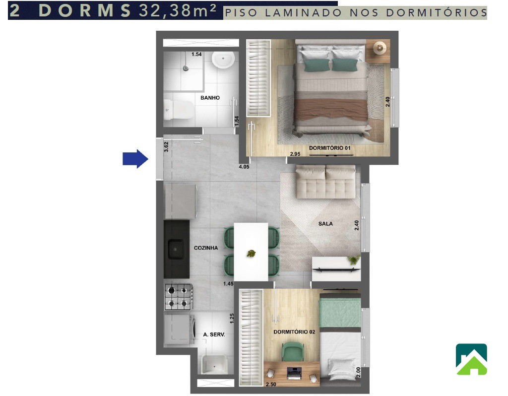 Apartamento, 2 quartos, 32 m² - Foto 8