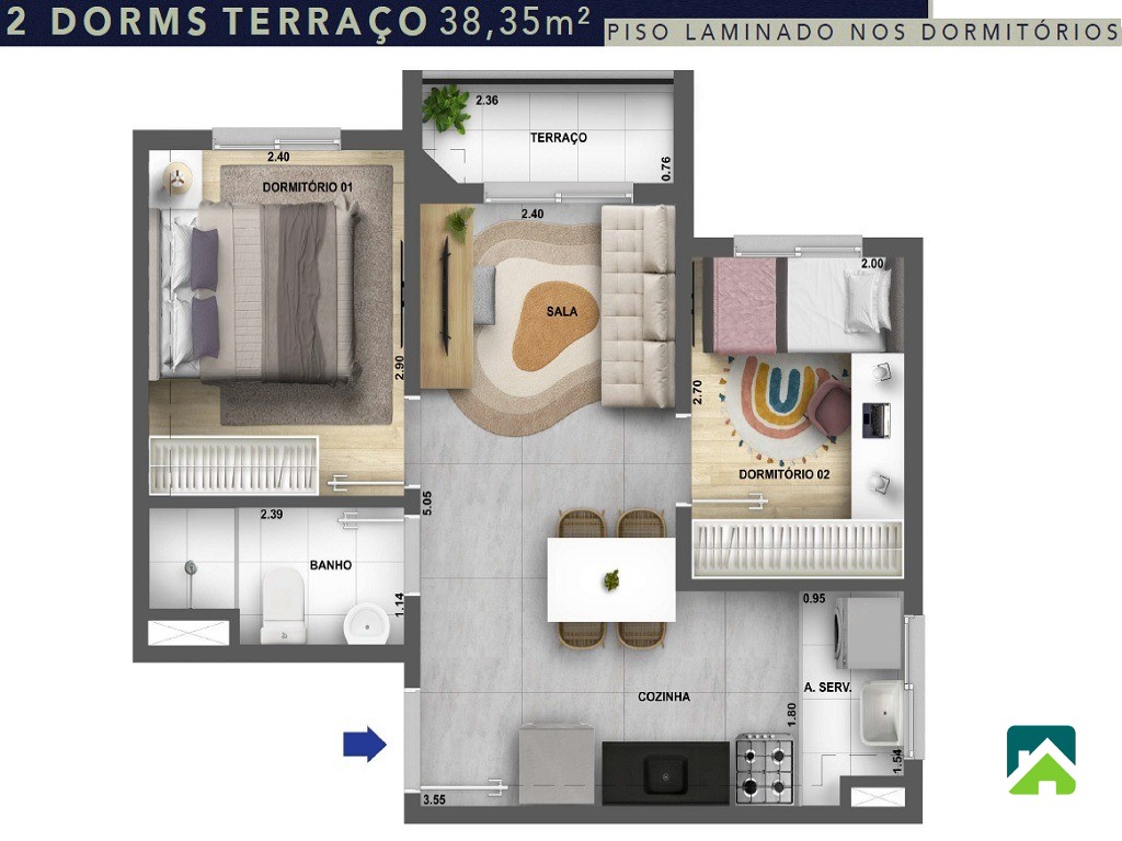 Apartamento, 2 quartos, 38 m² - Foto 5