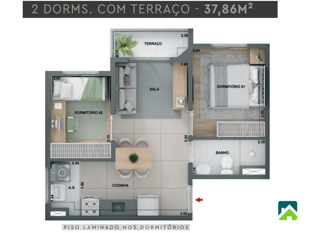 Apartamento, 2 quartos, 38 m² - Foto 7