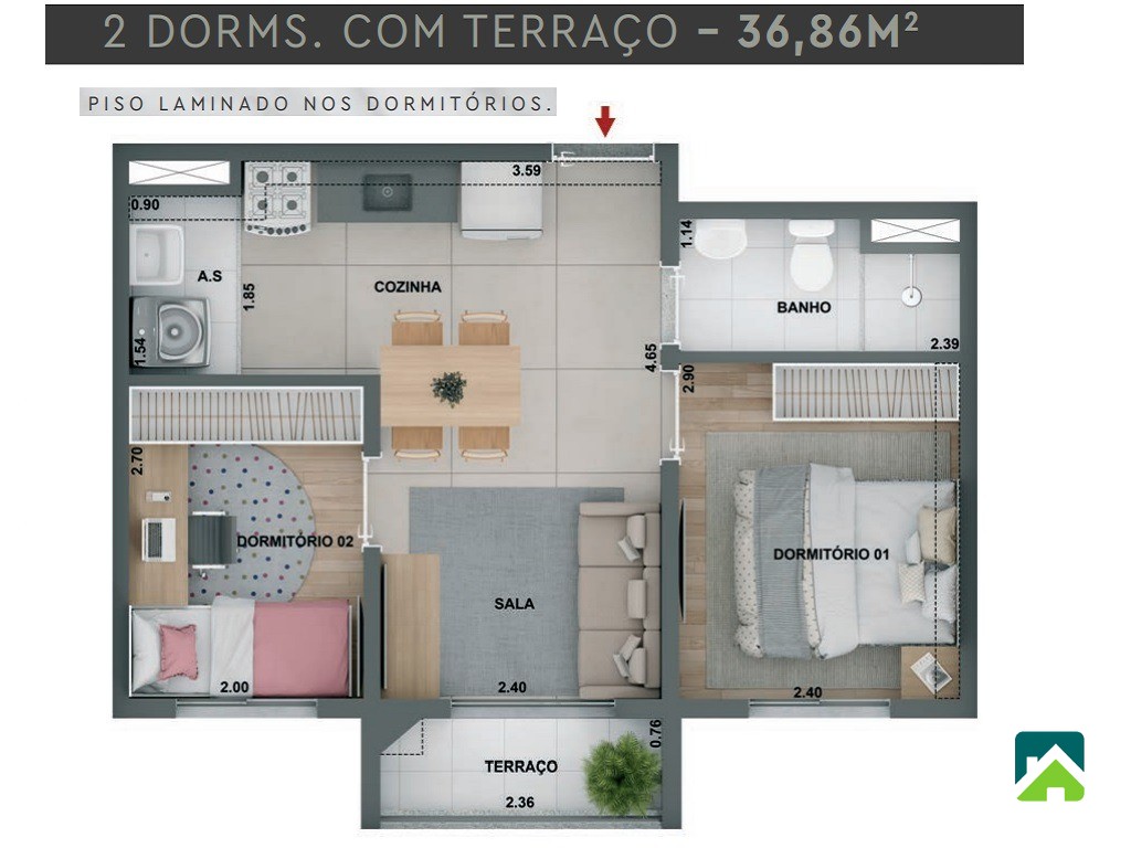 Apartamento, 2 quartos, 37 m² - Foto 7
