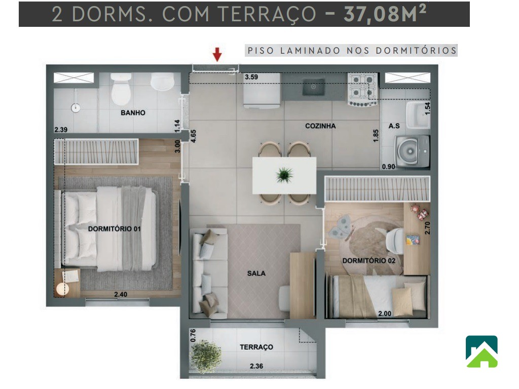 Apartamento, 2 quartos, 37 m² - Foto 8