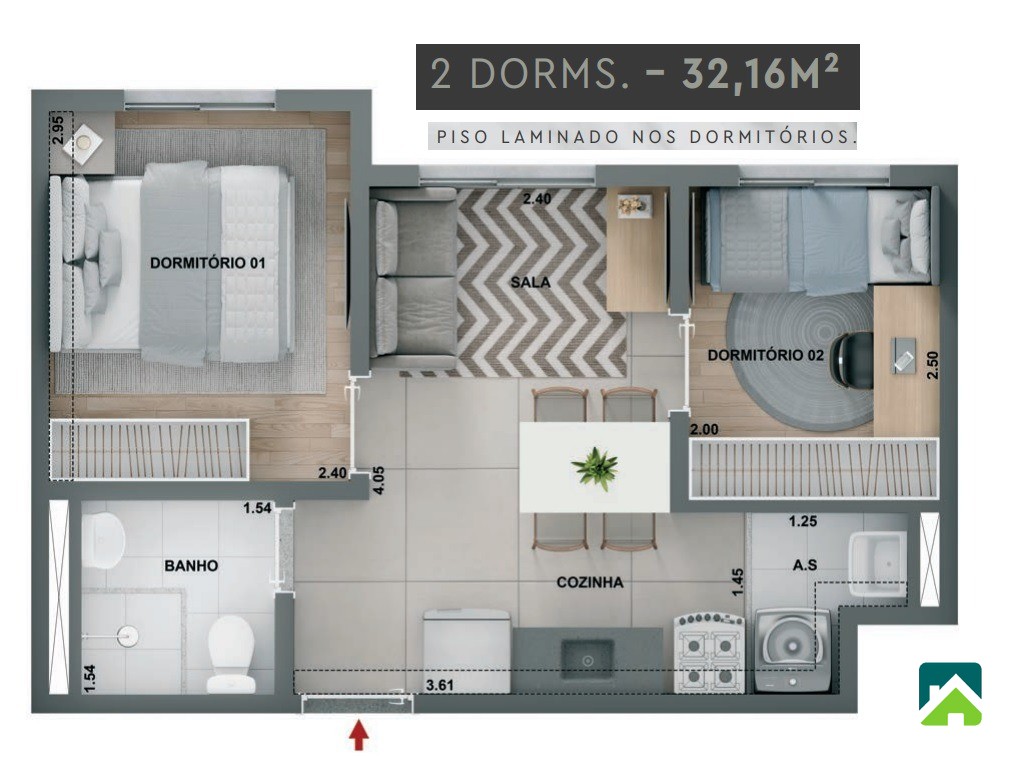 Apartamento, 2 quartos, 32 m² - Foto 7