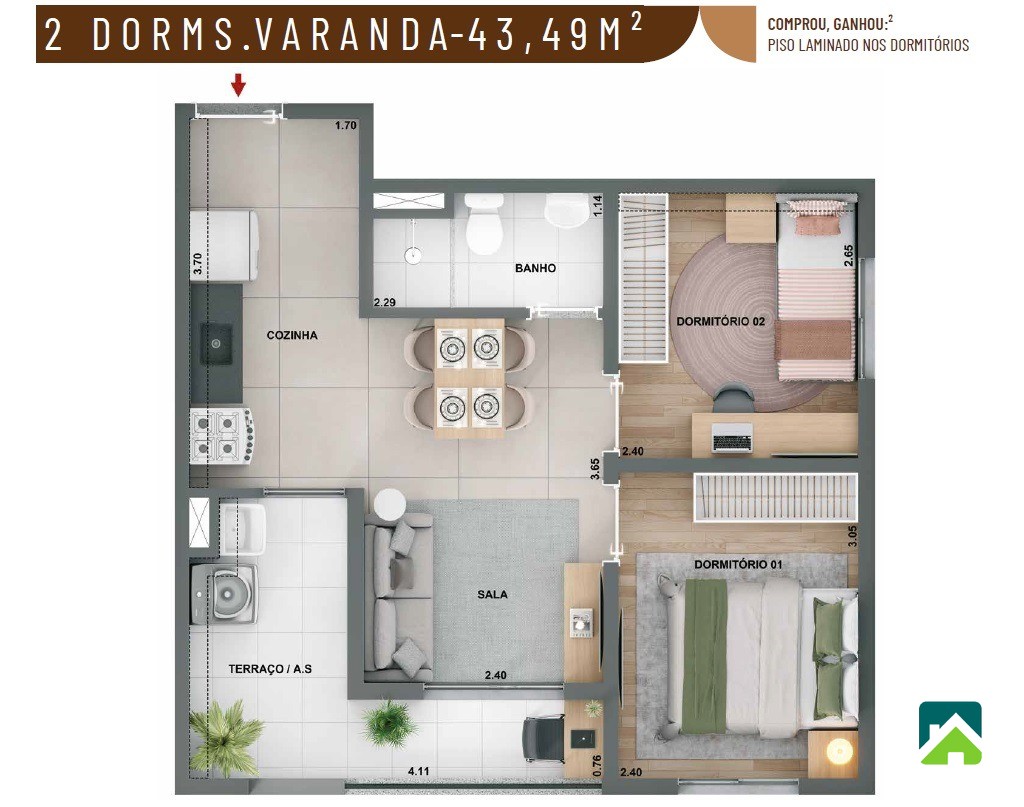 Apartamento, 2 quartos, 43 m² - Foto 10