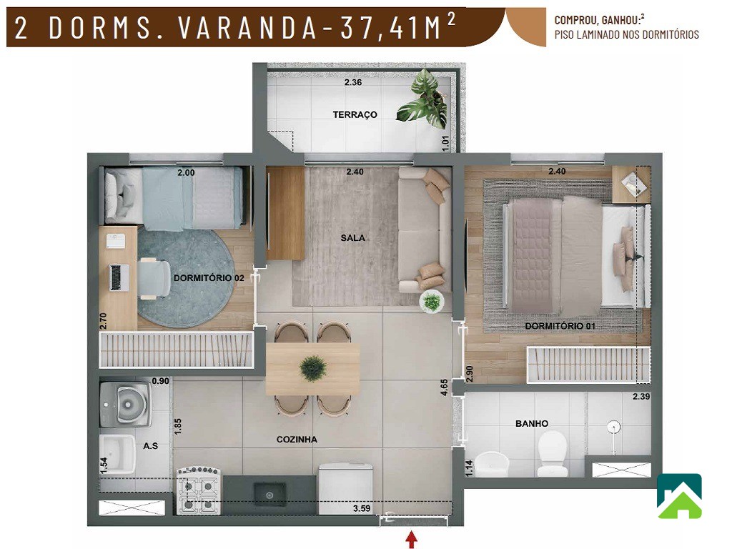 Apartamento, 2 quartos, 37 m² - Foto 4