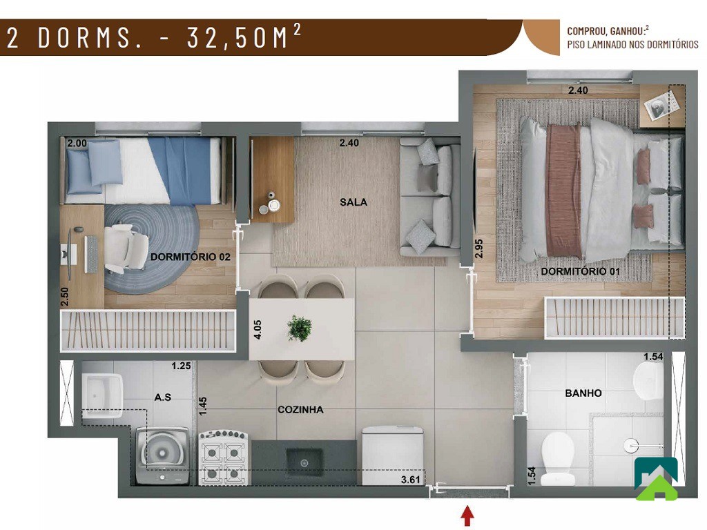 Apartamento, 2 quartos, 32 m² - Foto 8