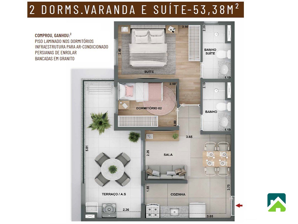 Apartamento, 2 quartos, 53 m² - Foto 6