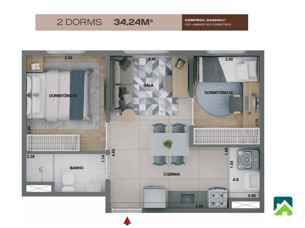 Apartamento, 1 quarto, 35 m² - Foto 8
