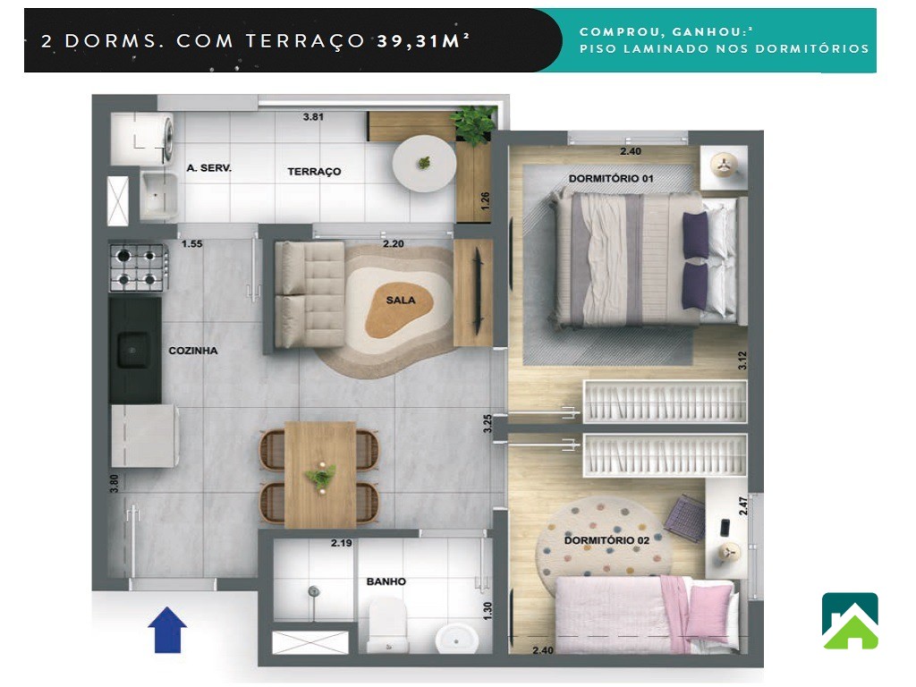 Apartamento, 2 quartos, 39 m² - Foto 5