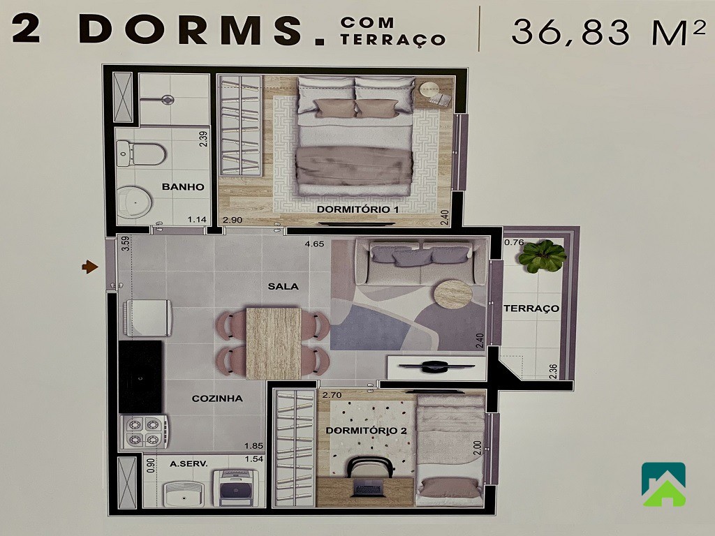 Apartamento, 2 quartos, 37 m² - Foto 6