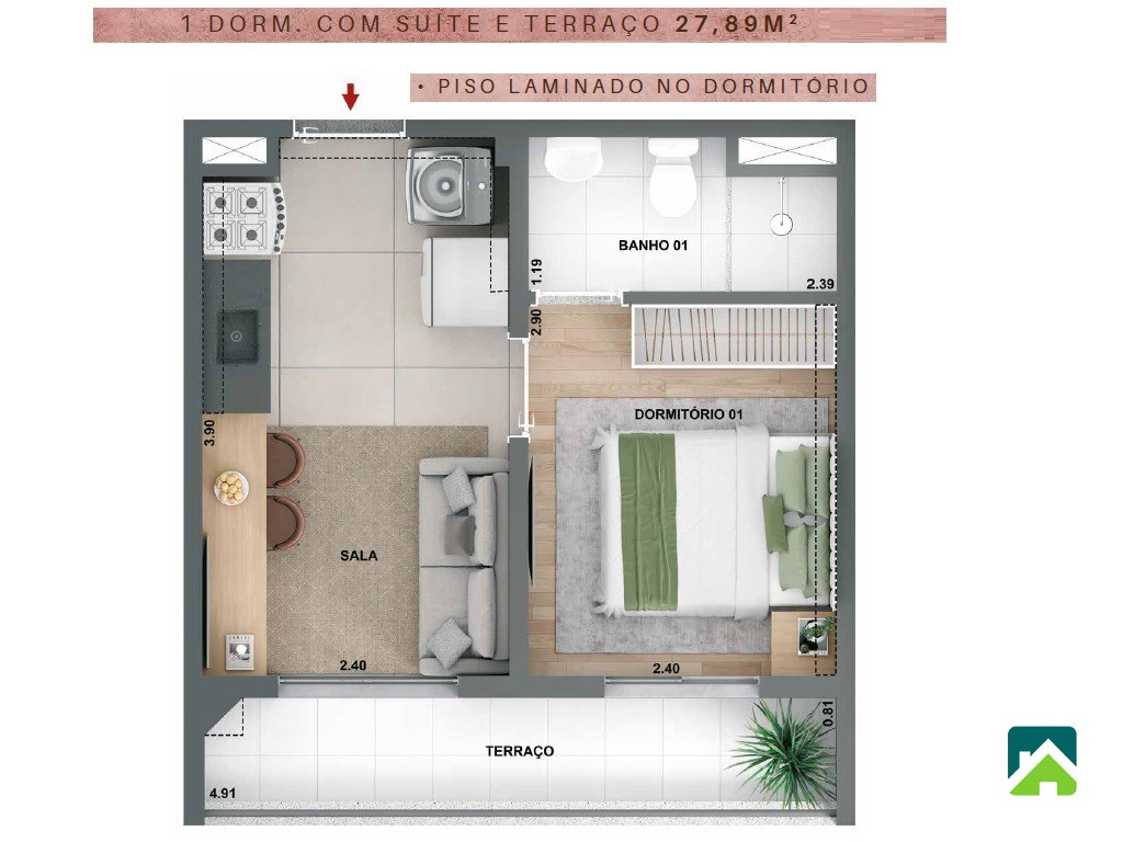Apartamento, 1 quarto, 28 m² - Foto 12