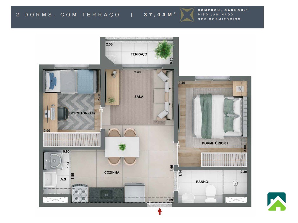 Apartamento, 2 quartos, 37 m² - Foto 5