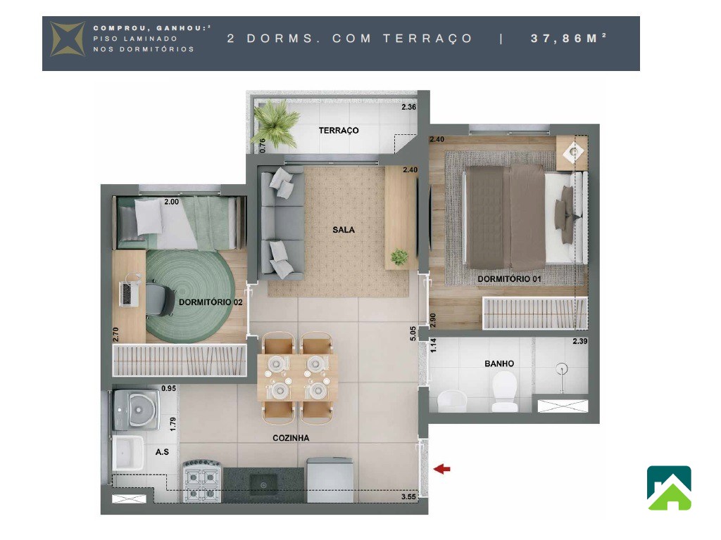 Apartamento, 2 quartos, 38 m² - Foto 6
