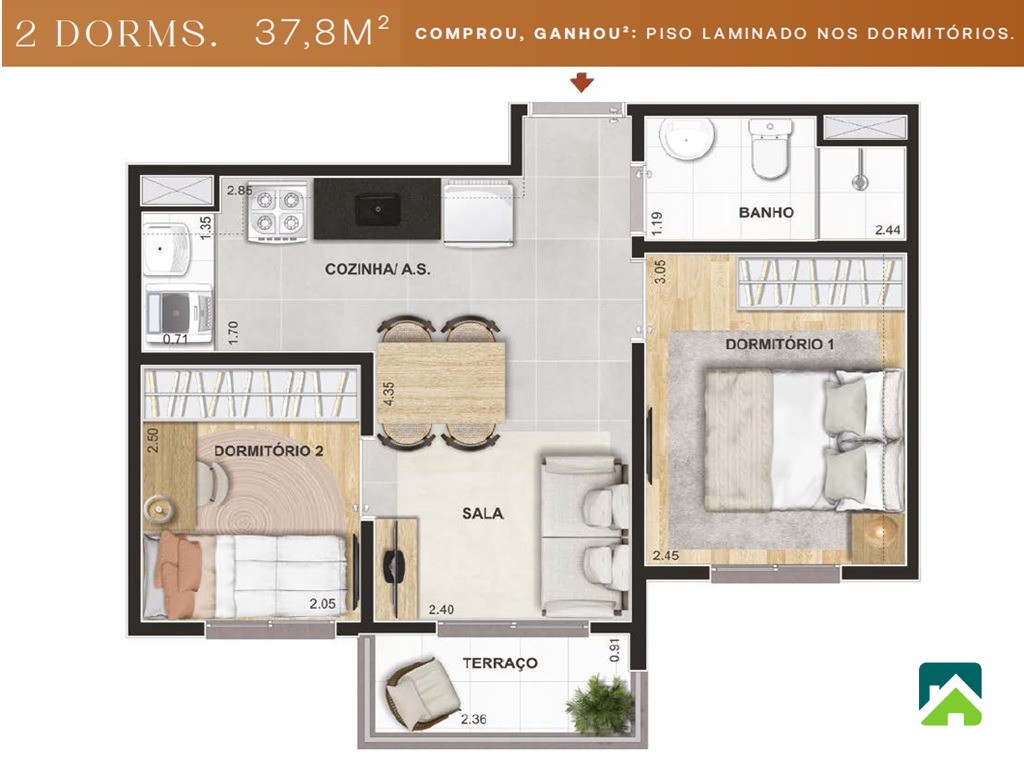 Apartamento, 2 quartos, 37 m² - Foto 8