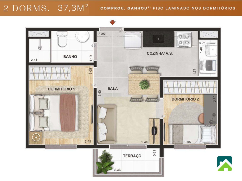Apartamento, 2 quartos, 37 m² - Foto 9