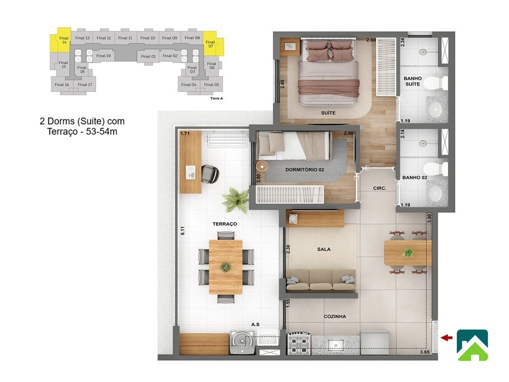 Apartamento, 2 quartos, 53 m² - Foto 9