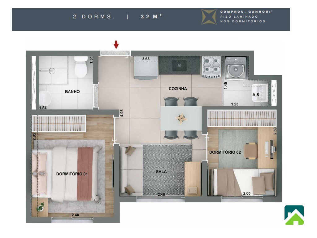 Apartamento, 2 quartos, 32 m² - Foto 4