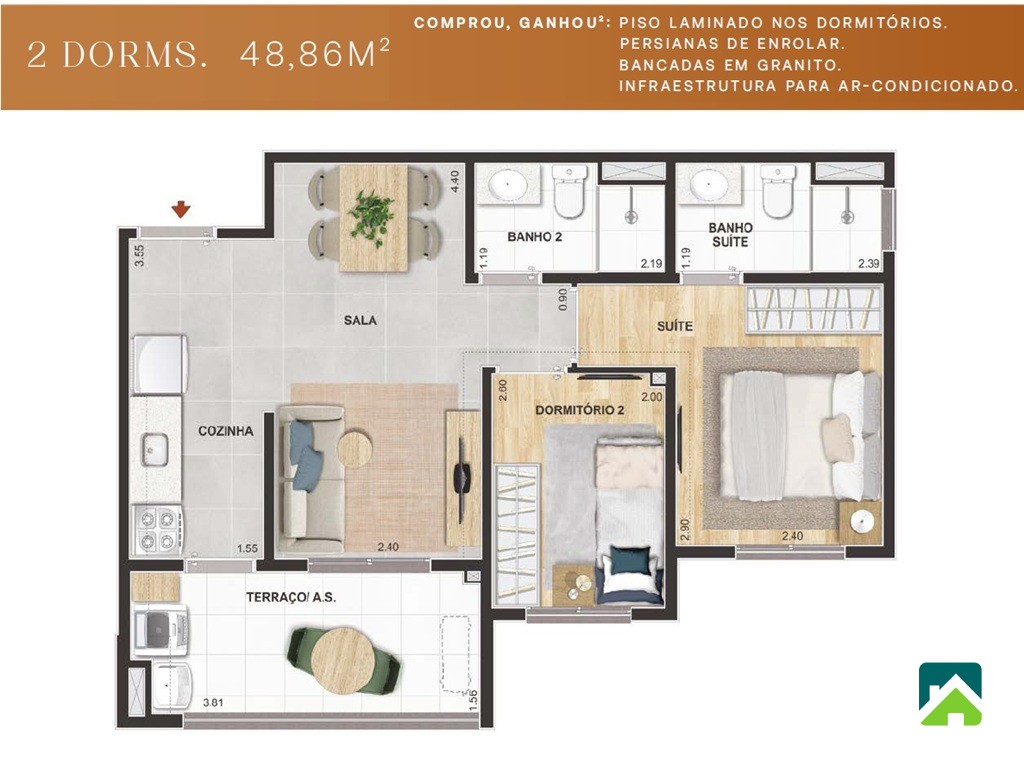 Apartamento, 2 quartos, 49 m² - Foto 6