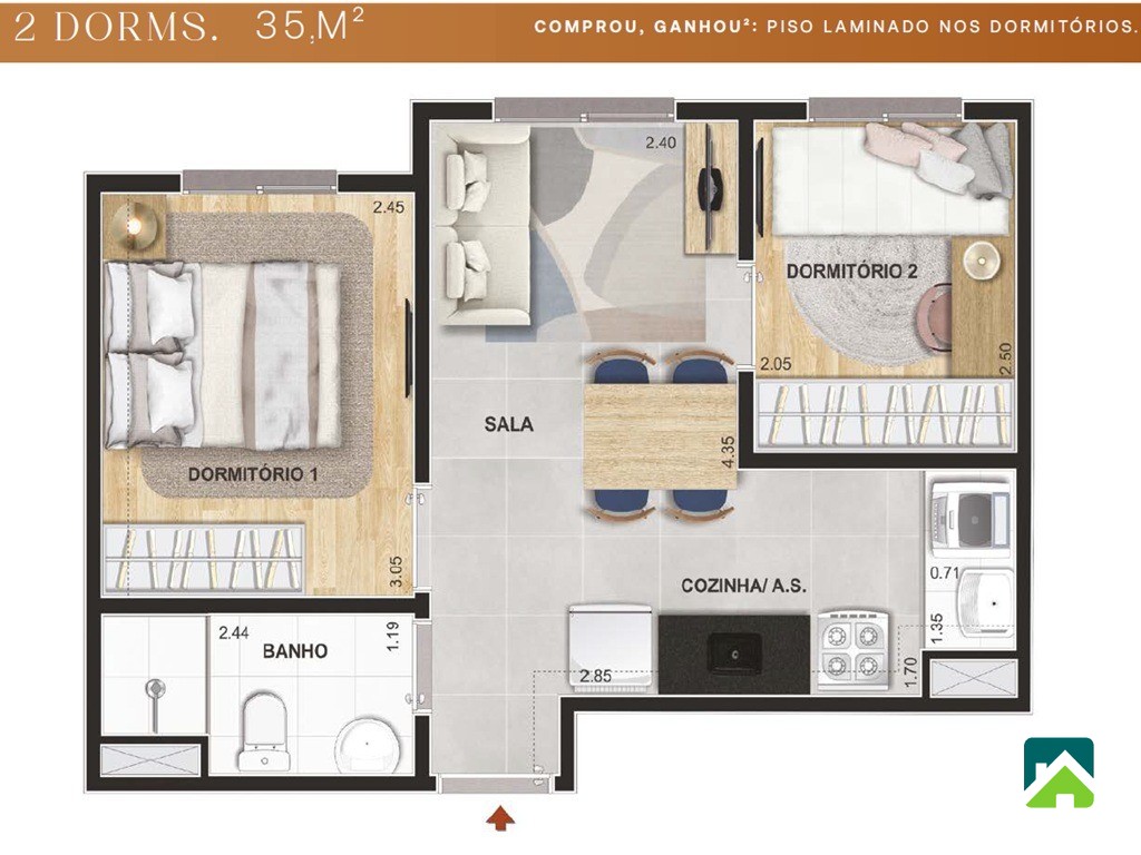 Apartamento, 2 quartos, 35 m² - Foto 6