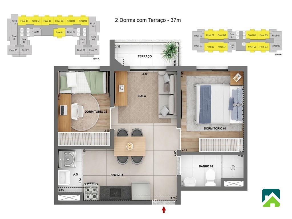 Apartamento, 2 quartos, 37 m² - Foto 5
